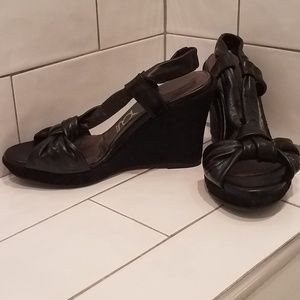 YOU by Crocs Black Slingback Wedges